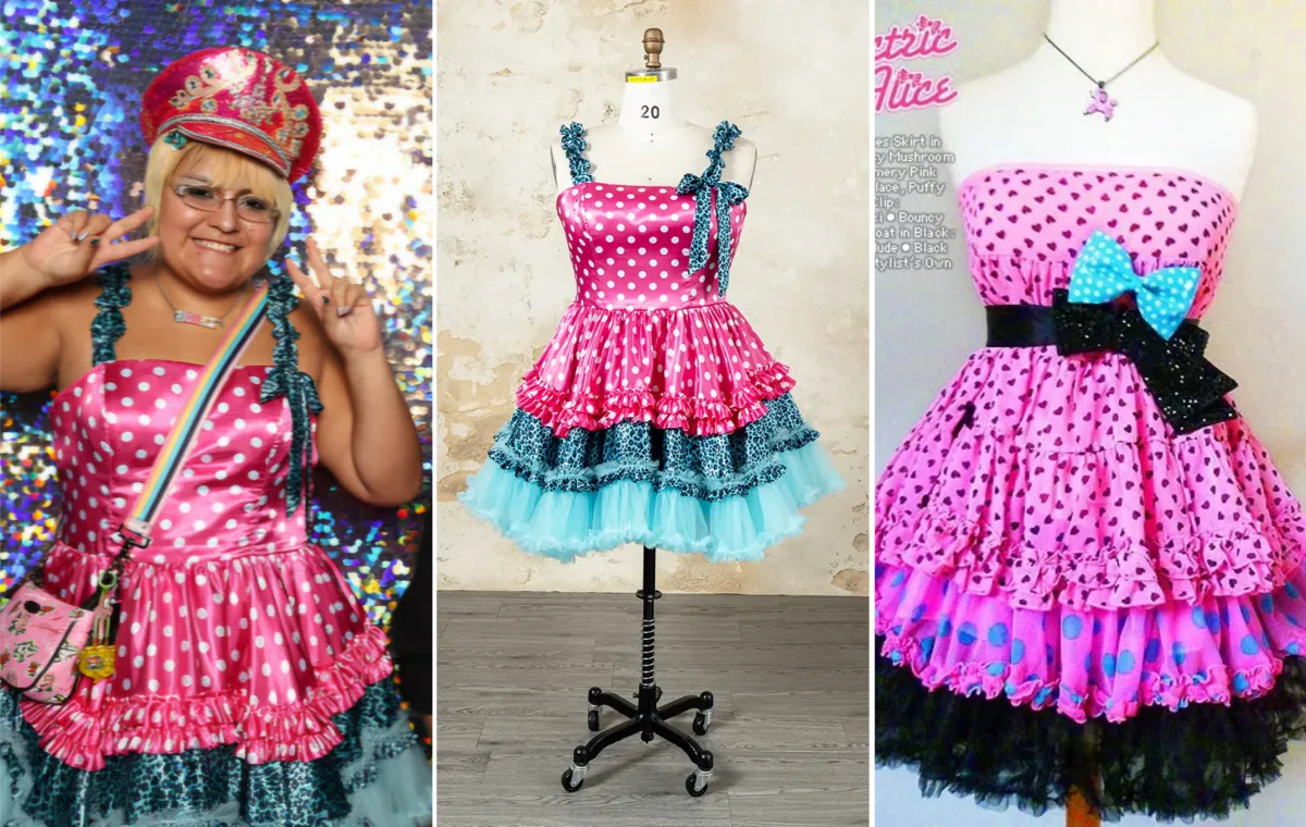 hot pink polka dot Gyaru mini dress customization