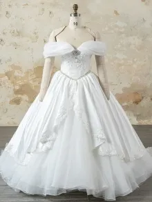 Lunss off shoulder basque waist princess wedding dress