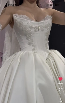 satin wedding gown