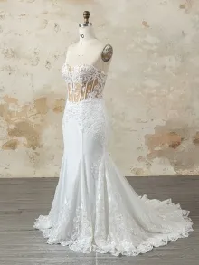 custom made sheer corset lace mermaid wedding dress
