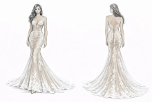 mocha lining lace wedding dress
