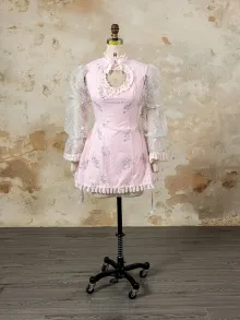 Lunss custom pink mini dress with puff sleeves