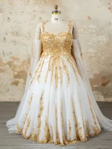 Lunss custom made Sun Queen ivory and gold gown