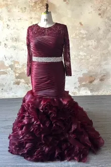 Lunss custom plum ruffled organza wedding dress