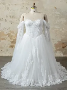 Lunss plus size pearled corset dream wedding dress design