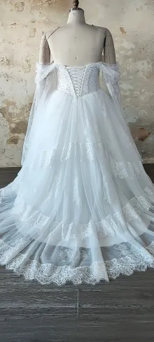 custom made plus size pearled corset wedding dress