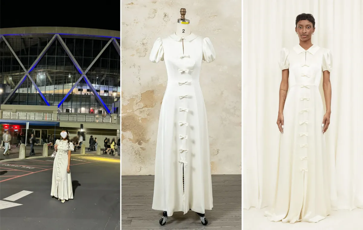 1940s inspired ivory puff sleeve gown customization