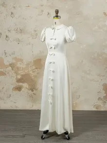 Lunss 1940s inspired ivory puff sleeve gown