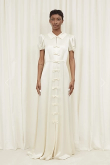 puff sleeve collar bridal dress