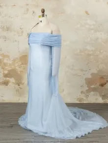 custom made light blue silk chiffon handfasting wedding dress