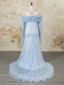 light blue silk chiffon handfasting wedding dress