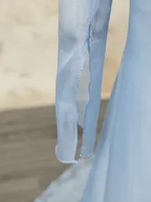 light blue silk chiffon sleeve