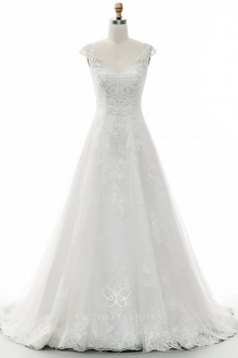 beaded cap sleeve classic wedding dress