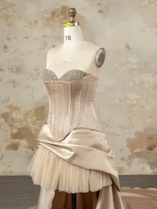 rhinestone champagne dress