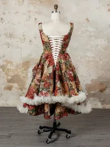 floral tapestry high low wedding dress