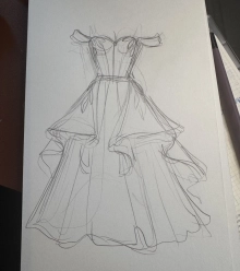 jacquard or brocade wedding dress sketch