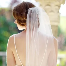 single tier chapel length soft tulle long bridal veil
