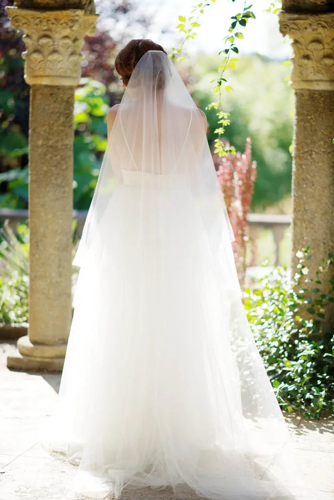 Ivory One Tier Illusion Bridal Veil Raw Cut Edge Lunss
