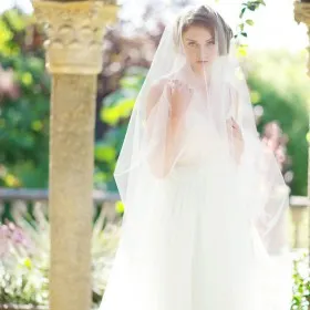 ivory floor length one tier illusion tulle summer bridal veil raw cut edge