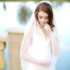 ivory fingertip length bridal veil single tier wedding hair coverings