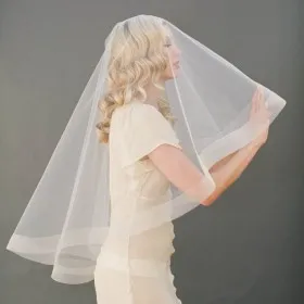 bridal illusion tulle cascading single layer fingertip length drop veil