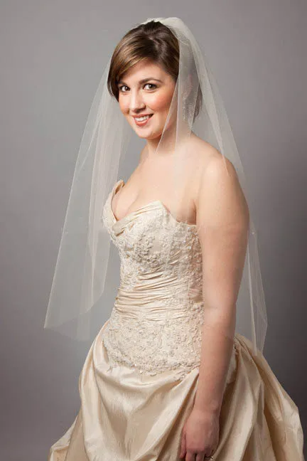 Simple Champagne Short Wedding Veils Blusher Veil ACC1083