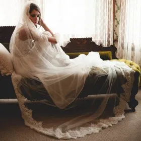 cathedral laced edge veil beautiful long tulle wedding veil