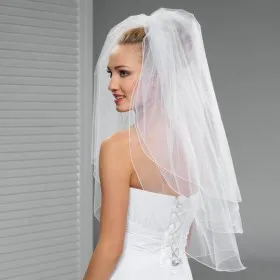 layered elbow length classic tulle short wedding veil