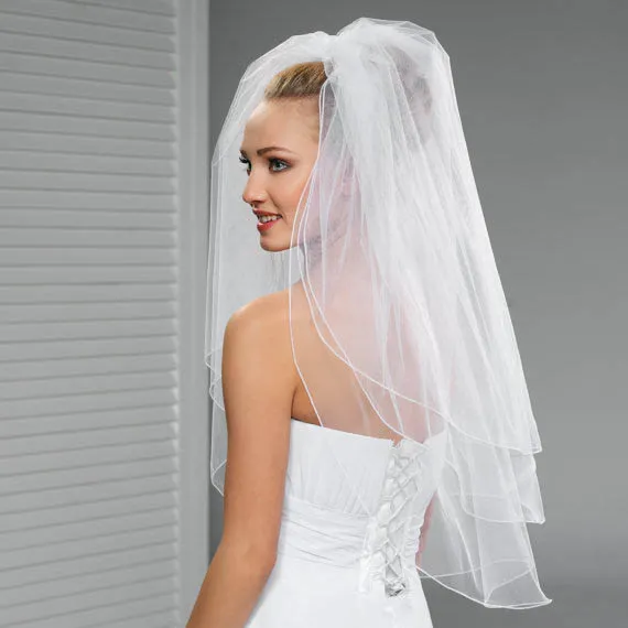 Lunss Layered Elbow Length Classic Short Wedding Veil