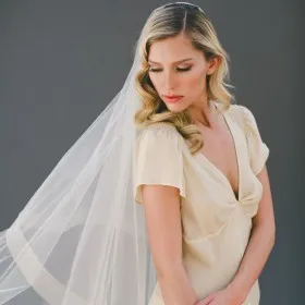 champagne handmade cathedral length veil two tier drop veil