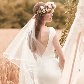 hand cut boho two tier veil fingertip length lace accented veil