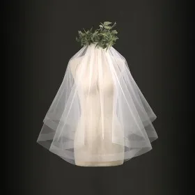Ivory Horsehair One tier Elbow Horsehair Edge Wedding Veil without Comb