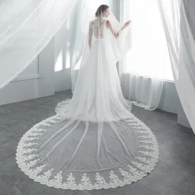 Handmade Luxury Beaded Lace Extended Cathedral Wedding Veil
