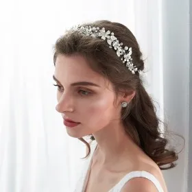 Designer Handmade Blossoming Bridal Halo with Airy Tulle Sash