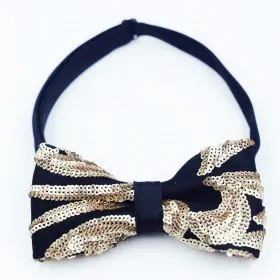 Handmade Glitter Black Gold Sequin Bow Tie for Men