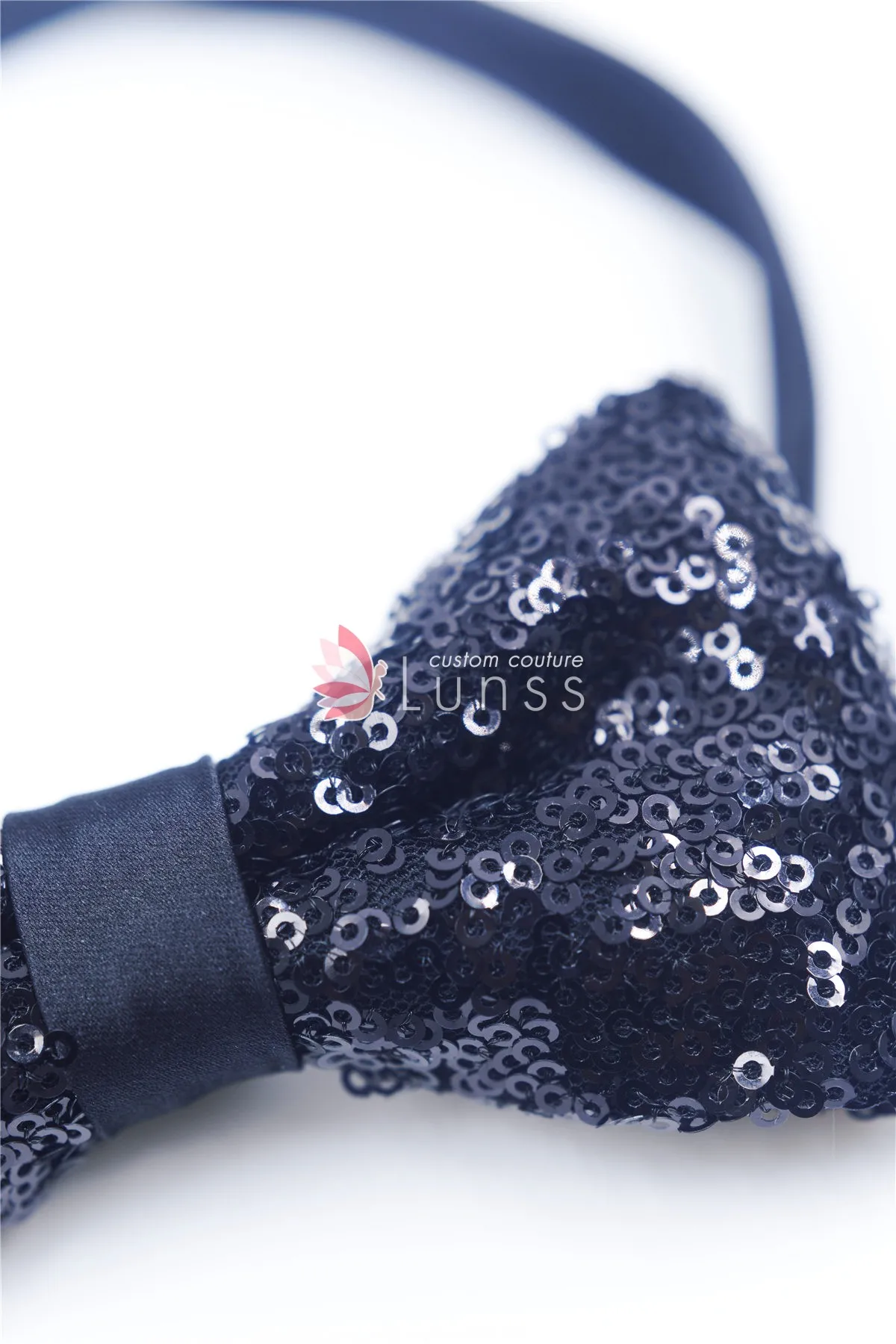 Handmade Black Glitter Bow Tie for Men 35 Colors Lunss