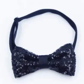 Handmade Black Glitter Sequin Bow Tie
