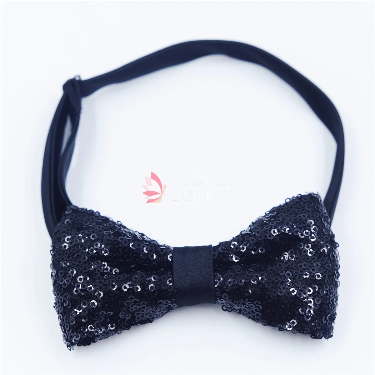 Handmade Black Glitter Bow Tie for Men 35 Colors Lunss