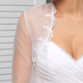 long sleeve tulle shawl jacket scalloped bridal bolero