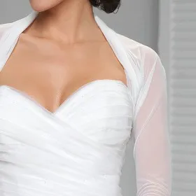 long sleeve white shrug simple wedding bolero jacket