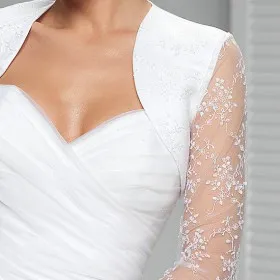 illusion long sleeve lace bridal bolero white wedding jacket