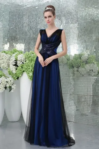 v cut royal blue fashion long evening dress