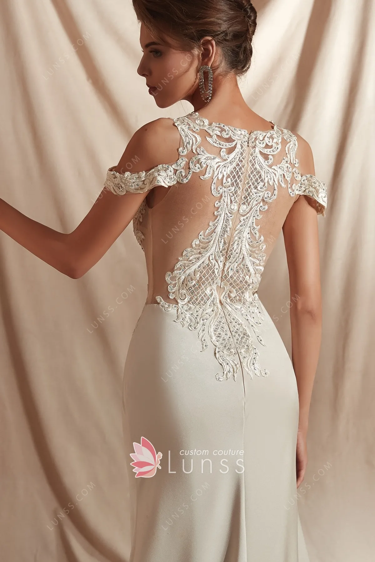 14902 Black Cold Shoulder Lace Dress