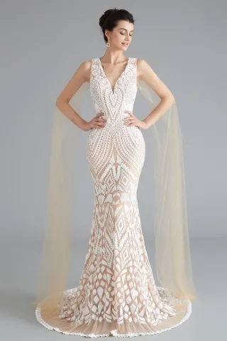 long sparkly mermaid white sequin prom dance dress