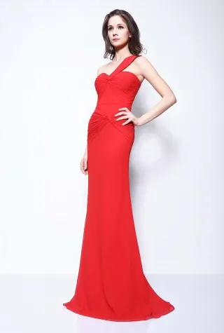 Kim Kardashian LACMA Resnick Pavilion Opening Gala red one shoulder prom dress