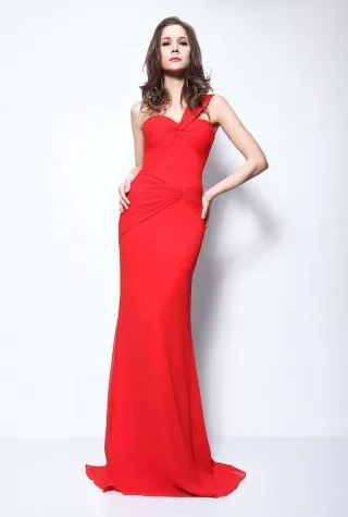 single strap red mermaid celebrity evening prom dress