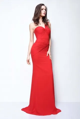 single strap red mermaid prom dress