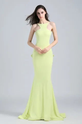 celebrity lemon green mermaid backless prom dress