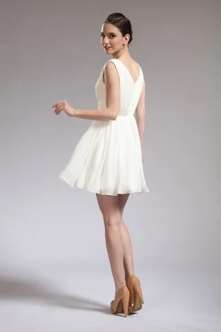 sleeveless V neckline and V back celebrity short dress