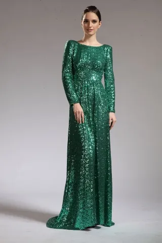 Angelina Jolie celebrity inspired green sequin prom dress